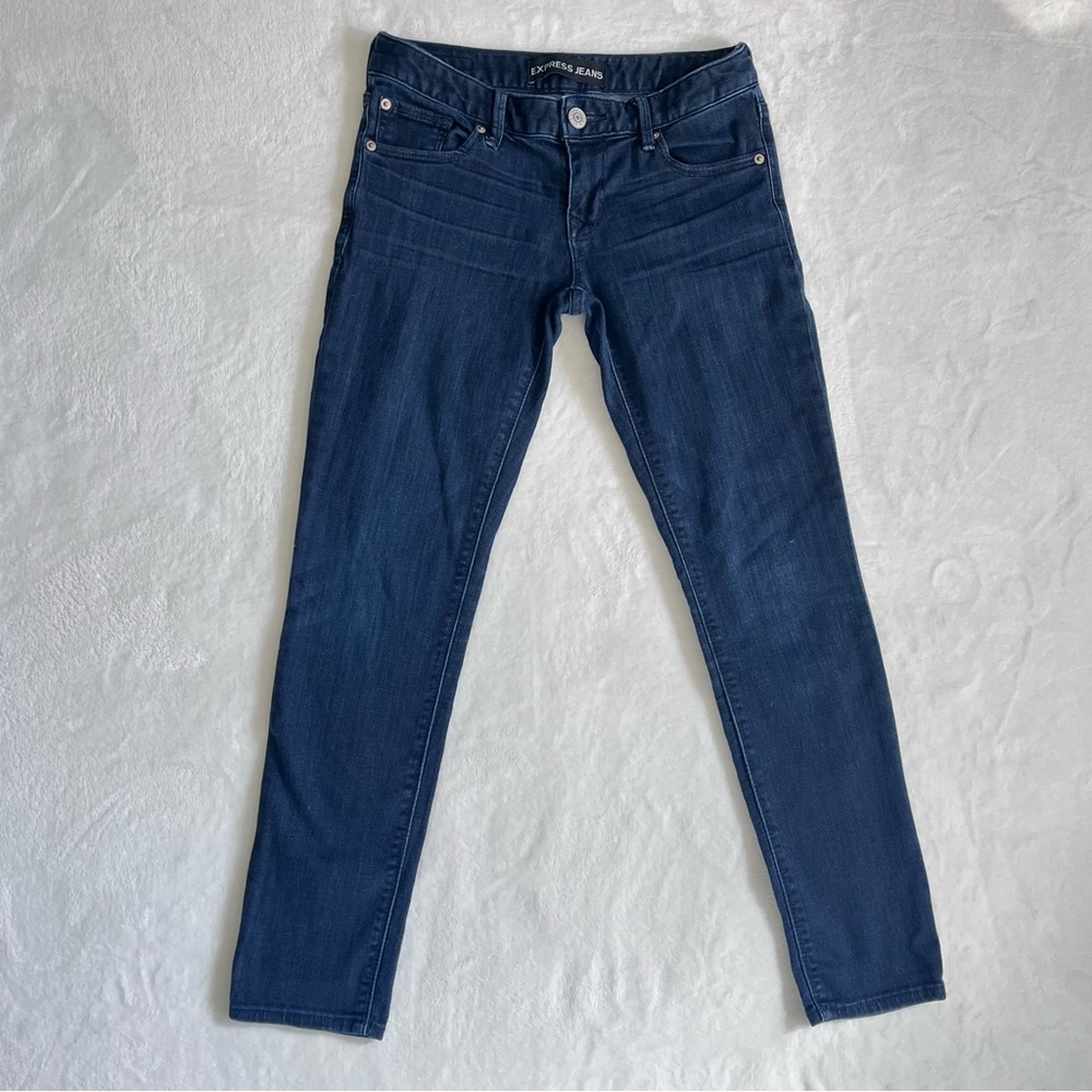 Express Jeans Womens 2S Dark Blue Stretch Denim Low Rise Stella Legging